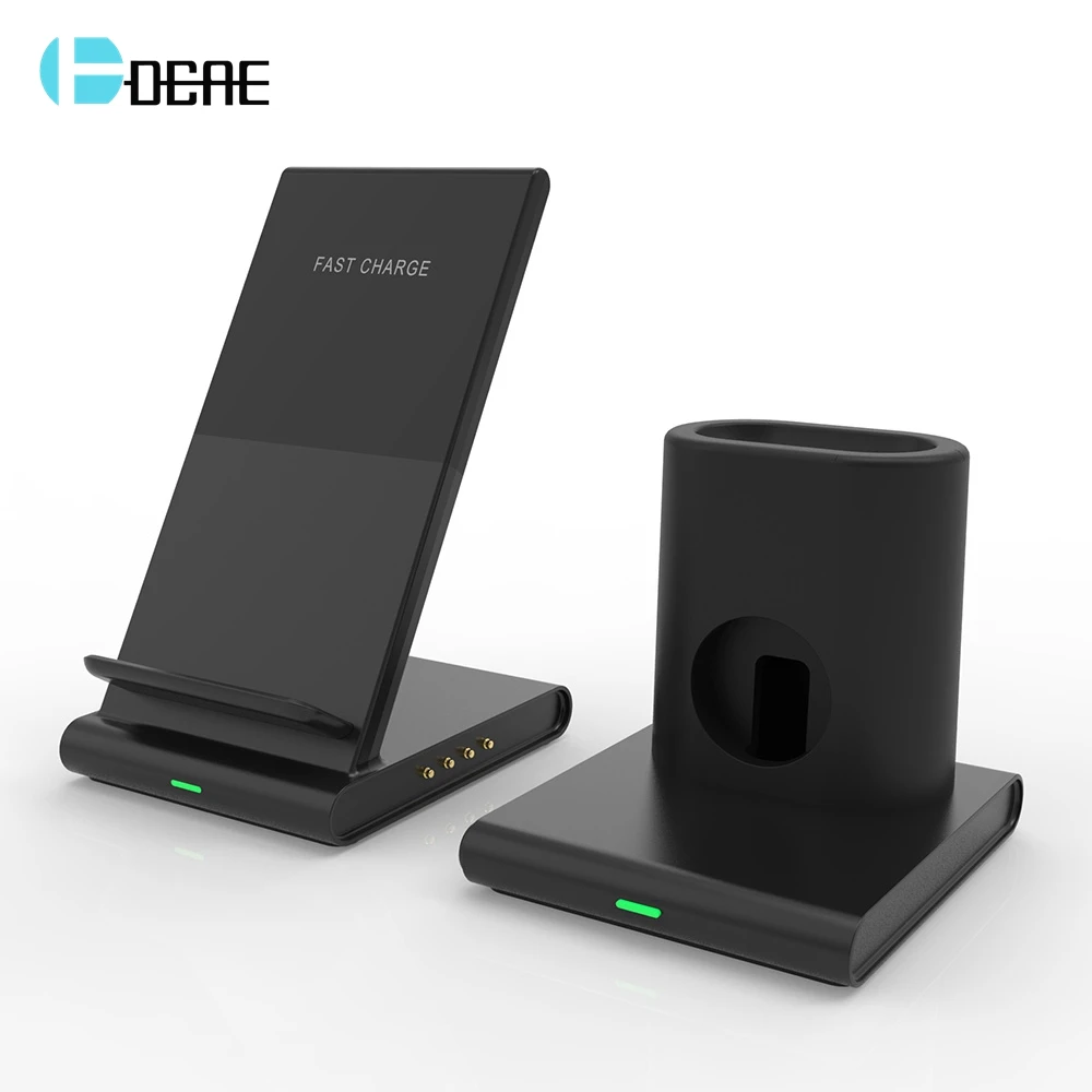 

DCAE Qi Wireless Charger 10W Fast Charging Stand for iPhone 8 X XS XR Apple Watch 4 3 2 Airpods Dock Station For Samsung S10 S9