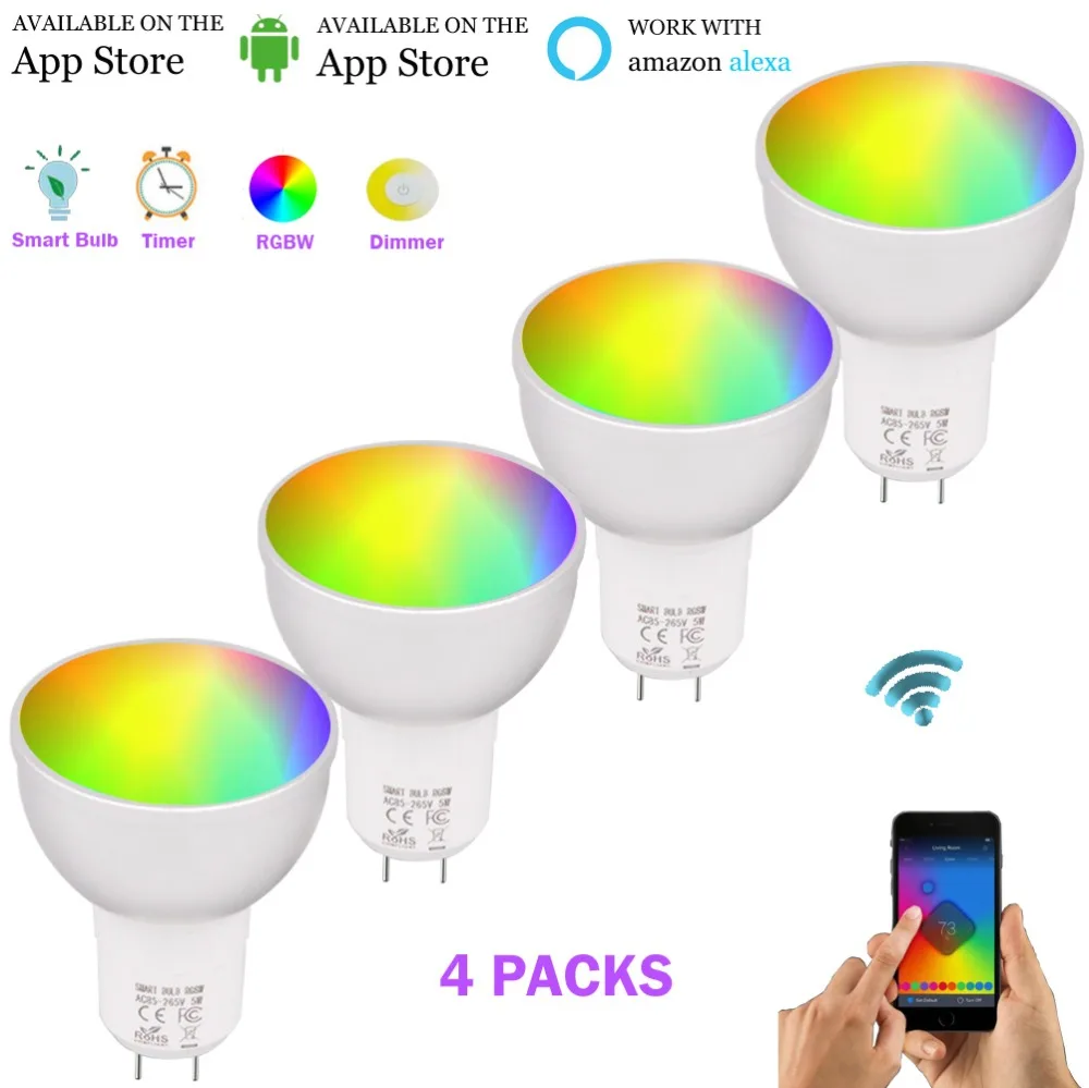Smart Wifi GU5.3 Spotlight, 5W Smart Wifi RGBW Smart Led GU5.3,Dimmable Lamp Equal to 50W ,Works with Alexa Google Assistant
Smart Wifi GU5.3 Spotlight, 5W Smart Wifi RGBW Smart Led GU5.3,Dimmable Lamp Equal to 50W ,Works with Alexa Google Assistant