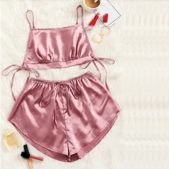 2019 Summer Newest Women Fashion Sexy Satin Pajamas Set Solid Lingerie Bowknot Sleepwear Ladies Pajamas Underwear Set
2019 Summer Newest Women Fashion Sexy Satin Pajamas Set Solid Lingerie Bowknot Sleepwear Ladies Pajamas Underwear Set