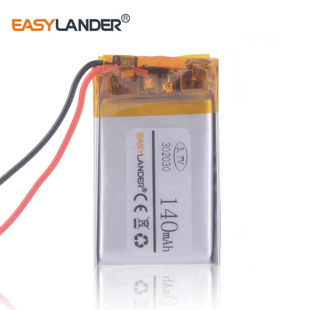 302030 3.7V 140mAh Rechargeable Li-Polymer Li-ion Battery For mp3 mp4 mp5 toys DVR smart watch Sports bracelet 032030 291930
302030 3.7V 140mAh Rechargeable Li-Polymer Li-ion Battery For mp3 mp4 mp5 toys DVR smart watch Sports bracelet 032030 291930