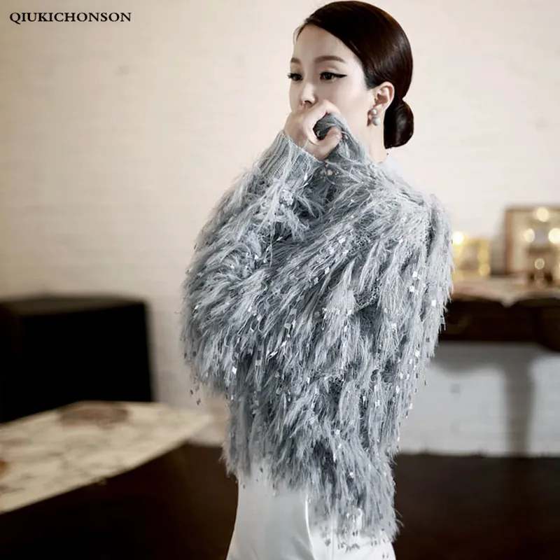Shining Spangle Tassel Cardigan Sweater Women Korean Fashion Autumn Winter Streetwear Tops Cute Ladies Fringed Knitted Coat
Shining Spangle Tassel Cardigan Sweater Women Korean Fashion Autumn Winter Streetwear Tops Cute Ladies Fringed Knitted Coat