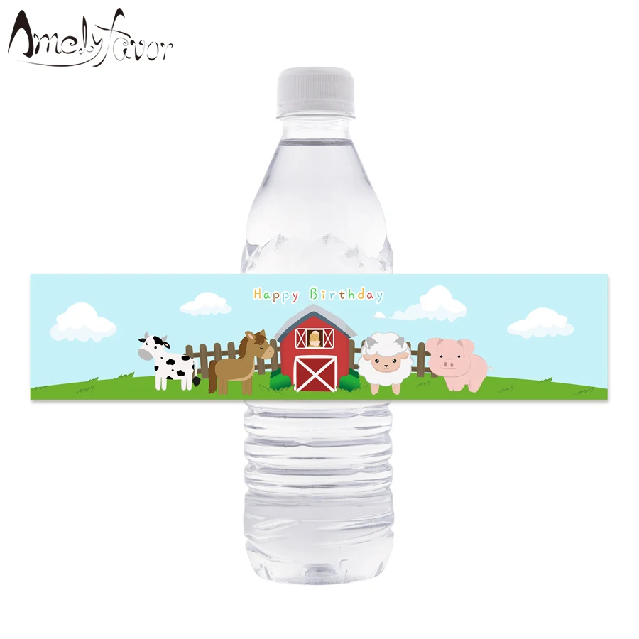 

Farm Animals Theme Bottle Wrappers Kids Birthday Party Decorations Supplies Farm Animal Decoration 24PCS Labels Baby Shower