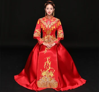 Red Traditional Show bride Embroidery cheongsam married suits chinese style wedding formal dress female Overseas Chinese Qipao
Red Traditional Show bride Embroidery cheongsam married suits chinese style wedding formal dress female Overseas Chinese Qipao