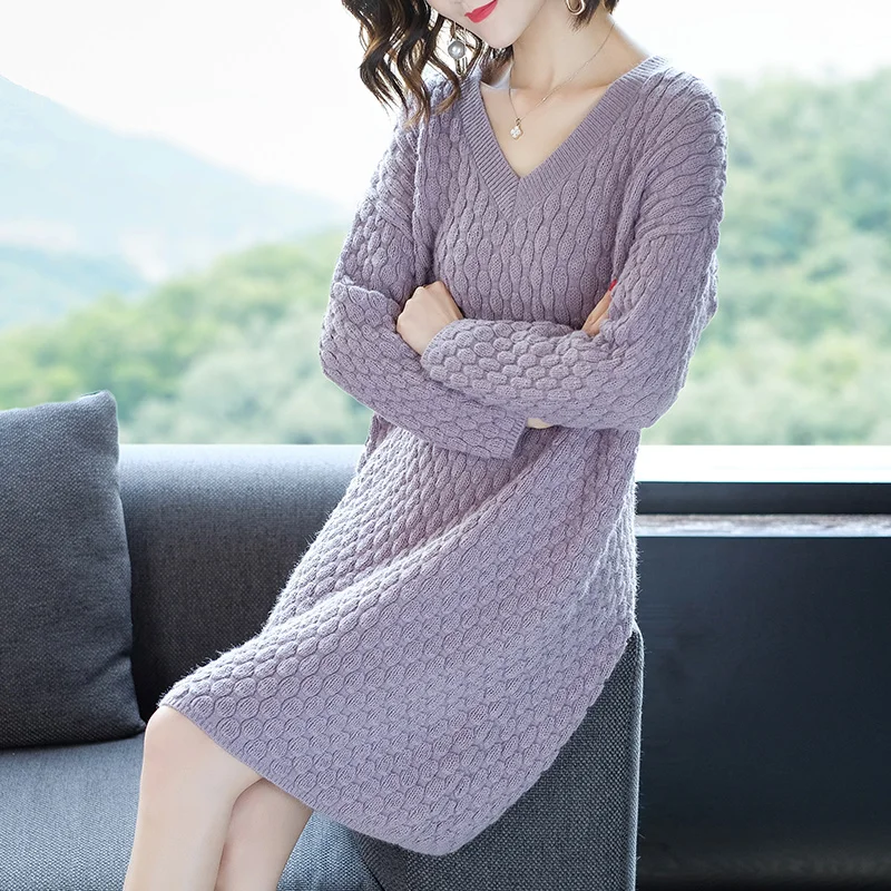 New Arrival 2018 Women's Solid Cashmere Knit Dress Elegant Lady V-neck Wool Knit Sweater Dress Long Sleeve
New Arrival 2018 Women's Solid Cashmere Knit Dress Elegant Lady V-neck Wool Knit Sweater Dress Long Sleeve