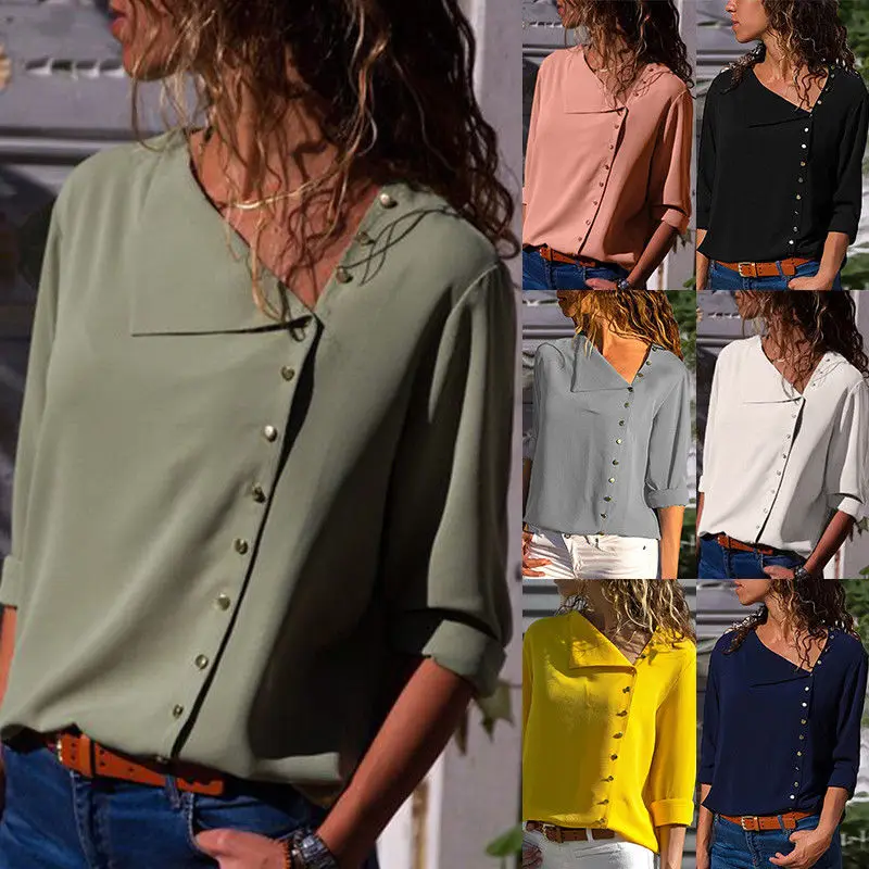 Holanono Chiffon Blouse Long Sleeve Women Blouses and Tops Skew Collar Solid Office Shirt Casual Tops Blusas Chemise Femme
Holanono Chiffon Blouse Long Sleeve Women Blouses and Tops Skew Collar Solid Office Shirt Casual Tops Blusas Chemise Femme