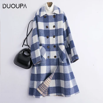 2019 Autumn and Winter New Fashion Windbreaker Handmade Wool Double-faced Coat Woolen Coat Female Long Section Blue Grid Korean
2019 Autumn and Winter New Fashion Windbreaker Handmade Wool Double-faced Coat Woolen Coat Female Long Section Blue Grid Korean