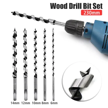 5PCS 230mm Extra Long Brad Point Wood Drill Bit Set High Carbon Steel Woodworking Tool 6mm 8mm 10mm 12mm 14mm
5PCS 230mm Extra Long Brad Point Wood Drill Bit Set High Carbon Steel Woodworking Tool 6mm 8mm 10mm 12mm 14mm