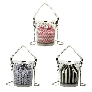 Women PVC Handbag Round Mini Transparent Bucket Composite Convenient Chain Bag Clear Rivet for Beach Small All-match Handbag
Women PVC Handbag Round Mini Transparent Bucket Composite Convenient Chain Bag Clear Rivet for Beach Small All-match Handbag