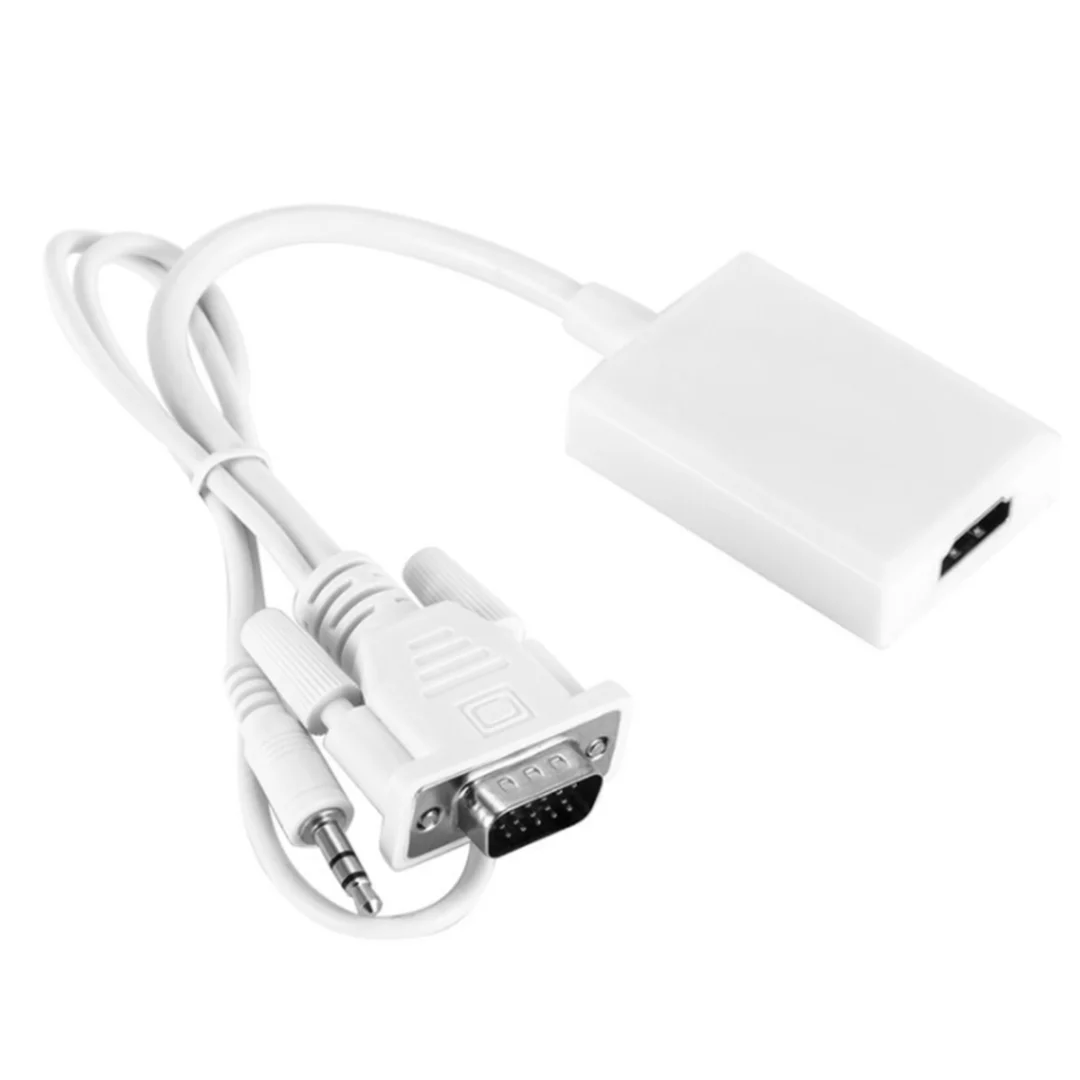 Pohiks 1pc VGA To HDMI 1080P HD With Audio Cable Converter For HDTV PC Laptop TV Computer Notebook DVD Player