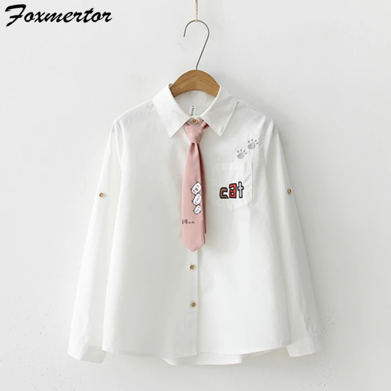 100% Cotton Tops Fashion 2019 Spring Autumn Tie Collar Cute White Shirts Women Blouse Shirts Long Sleeve Solid Female Clothing
100% Cotton Tops Fashion 2019 Spring Autumn Tie Collar Cute White Shirts Women Blouse Shirts Long Sleeve Solid Female Clothing