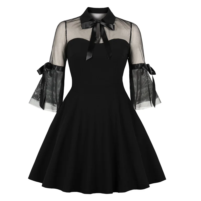 Joansam See Through Lace Retro Women Dress Little Black Vintage Dress Lapel Ribbons Bowknot Women Robe Dress 60s Vestidos Femme
Joansam See Through Lace Retro Women Dress Little Black Vintage Dress Lapel Ribbons Bowknot Women Robe Dress 60s Vestidos Femme