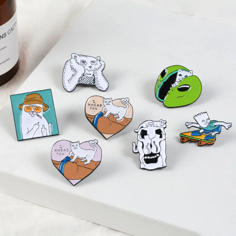 Cartoon Fun Little White Cat Action Expression set Brooches Skateboarding Boring Heart Lapel Enamel Pin Badge Friends Gift
Cartoon Fun Little White Cat Action Expression set Brooches Skateboarding Boring Heart Lapel Enamel Pin Badge Friends Gift
