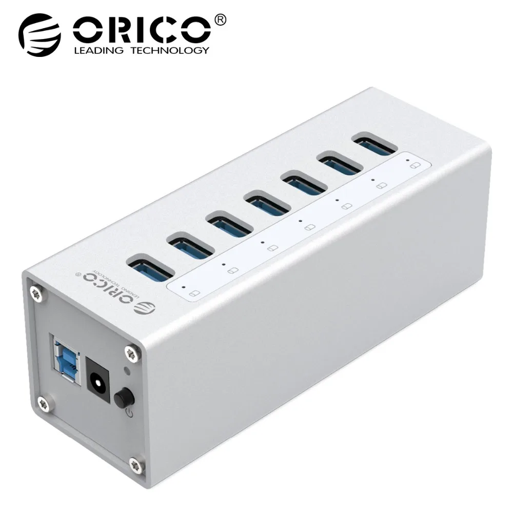 ORICO A3H7 New Design High Speed Aluminum 7 Port USB 3.0 HUB For PC/Laptop - Silver
ORICO A3H7 New Design High Speed Aluminum 7 Port USB 3.0 HUB For PC/Laptop - Silver