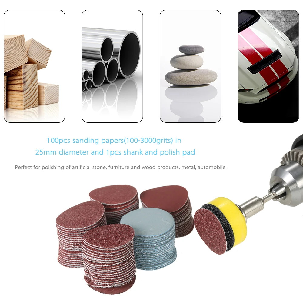 100PCS Round Sandpaper Disk Sand Sheet With 25mm Polish Pad Plate And Shank Rotary Tool For Dremel 3000 Abrasive Tools
100PCS Round Sandpaper Disk Sand Sheet With 25mm Polish Pad Plate And Shank Rotary Tool For Dremel 3000 Abrasive Tools