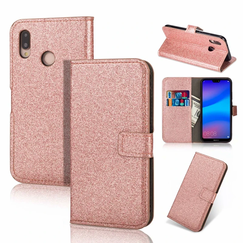 

Sparkle Wallet Leather For Huawei P30 Lite Mate 20 Pro Galaxy S10 Plus S10e A9 A750 J4 J6 2018 Sparking Bling Glitter 1PCS