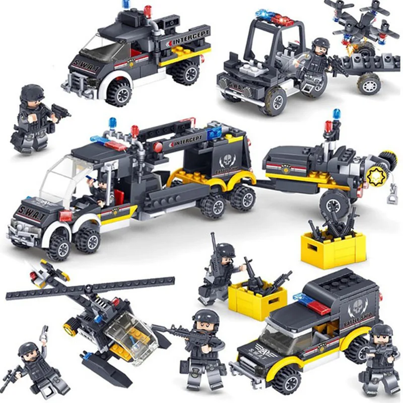399Pcs LegoINGlys SWAT Team Command Vehicle Car DIY Model Building Blocks City Police Bricks 3D Construction Toys For Children
399Pcs LegoINGlys SWAT Team Command Vehicle Car DIY Model Building Blocks City Police Bricks 3D Construction Toys For Children