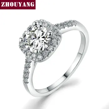 ZHOUYANG Silver Color Bijoux Square Wedding Engagement Ring