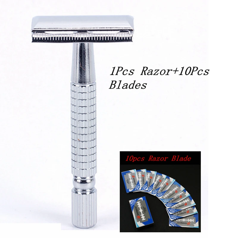 Safety Double Edgec Shaving Stainless Steel Razor for Men Face Care Double-edged Razor .1pcs Pzaor+10pcs Rzaor Blades
Safety Double Edgec Shaving Stainless Steel Razor for Men Face Care Double-edged Razor .1pcs Pzaor+10pcs Rzaor Blades