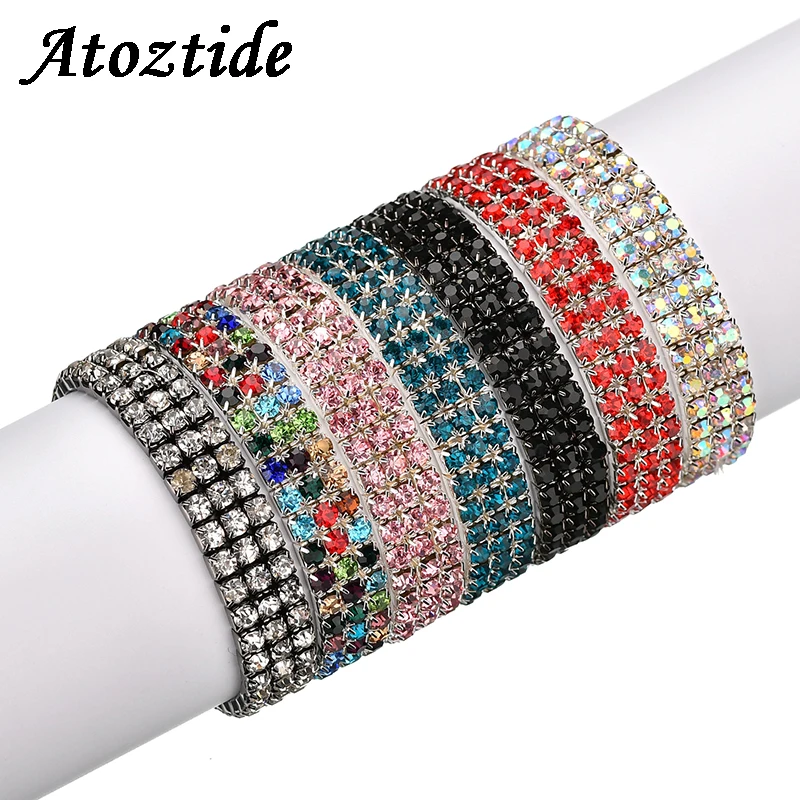 Atoztide 7 Colors Fashion Ealstic 3 Row Crystal Bracelets for Women Charm Round Bling Wristband Bangle New Year Gift
Atoztide 7 Colors Fashion Ealstic 3 Row Crystal Bracelets for Women Charm Round Bling Wristband Bangle New Year Gift