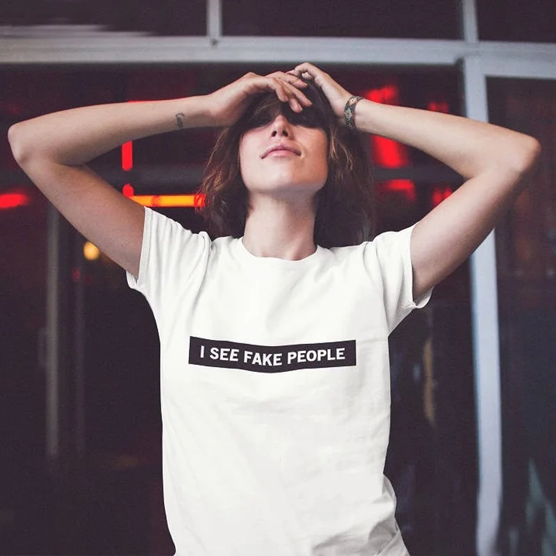 Women Tshirt Funny Letters Printed I SEE FAKE PEOPLE T-Shirt Femme Cotton Short Sleeve Round Neck Women'S Tops Camisas Mujer
Women Tshirt Funny Letters Printed I SEE FAKE PEOPLE T-Shirt Femme Cotton Short Sleeve Round Neck Women'S Tops Camisas Mujer