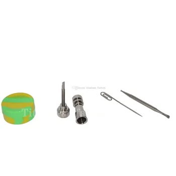 10&14mm Female Titanium nail with Titanium carb cap with 1 random Silicone Jar Container with 2 Real Ti dabbers
10&14mm Female Titanium nail with Titanium carb cap with 1 random Silicone Jar Container with 2 Real Ti dabbers