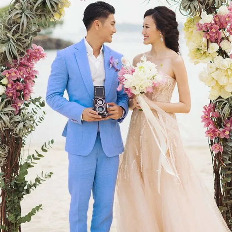 Terno Masulino 2017 Latest Coat Pant Designs Light Blue Linen Wedding Suits for Men Slim Fit Custom Made Groom men Tuxedos suit
Terno Masulino 2017 Latest Coat Pant Designs Light Blue Linen Wedding Suits for Men Slim Fit Custom Made Groom men Tuxedos suit