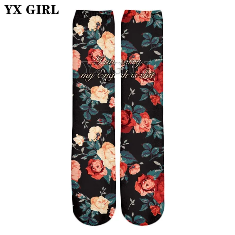 Прямые Носки YX для девочек Новинка лета 2018 модные 3D носки в стиле ретро