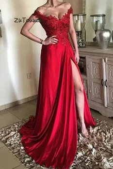 Elegant Red Evening Dress Off The Shoulder Long Evening Dresses With Lace Fitted Beautiful Prom Dress With Slits For Women 2019
Elegant Red Evening Dress Off The Shoulder Long Evening Dresses With Lace Fitted Beautiful Prom Dress With Slits For Women 2019