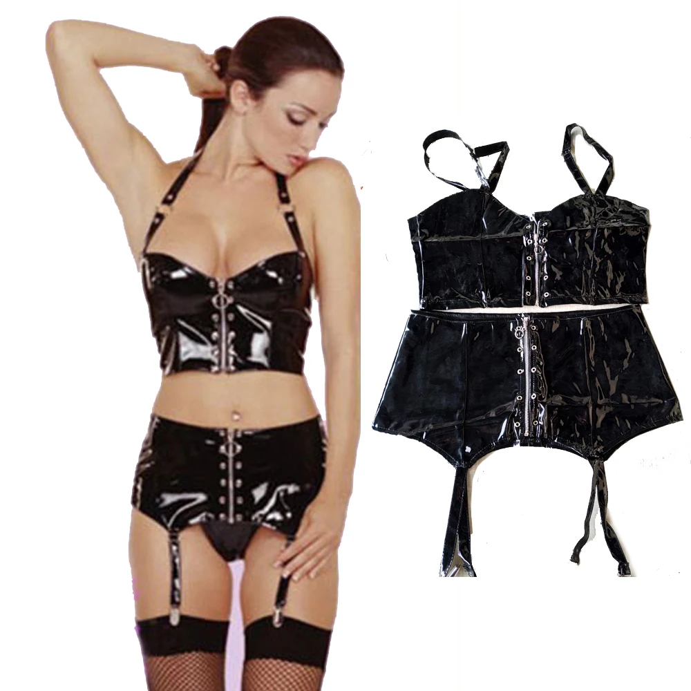Faux Leather Black Zipper WetLook Leather 2 Pieces Set Sexy Two Pieces Apparel Women Sexy Dance Club Wear Mini dress + Crop Top
Faux Leather Black Zipper WetLook Leather 2 Pieces Set Sexy Two Pieces Apparel Women Sexy Dance Club Wear Mini dress + Crop Top