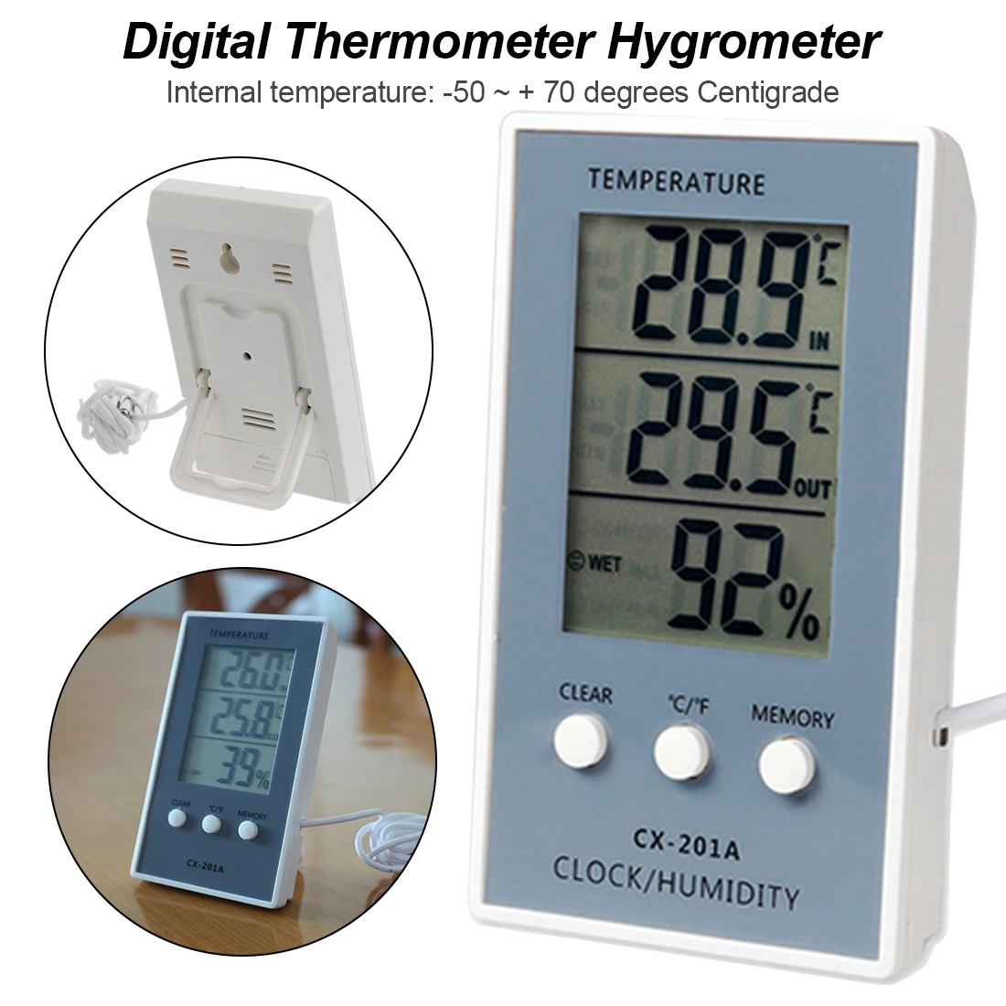 Digital LCD Display Thermometer Hygrometer Weather Station for Indoor Temperature Humidity monitoring
Digital LCD Display Thermometer Hygrometer Weather Station for Indoor Temperature Humidity monitoring