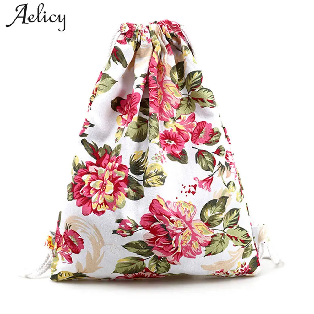 

Aelicy Drawstring Bag Small Canvas Women's Backpack for Cartoon Printing Girls Cute Daypack Kids Satchel Softback Mochilas