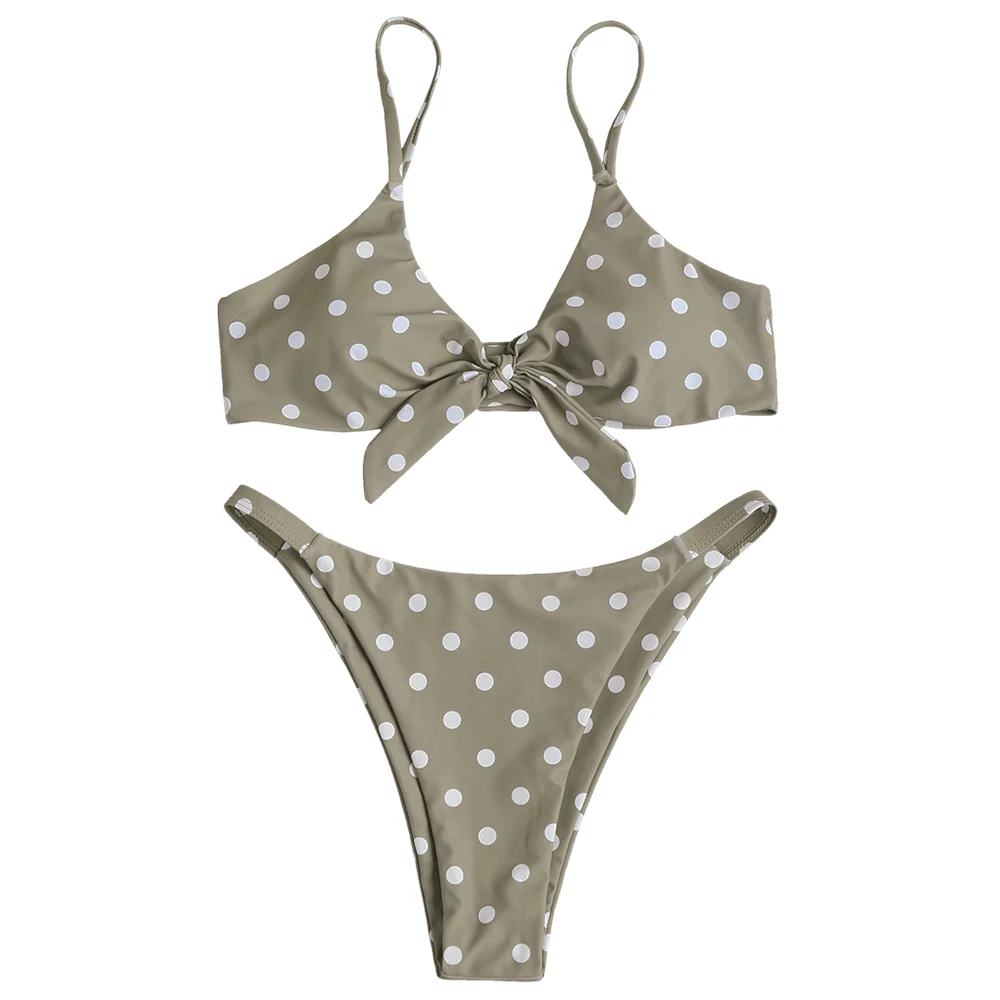 ZAFUL Polka Dot Knot String Bikini Sexy Women String Spaghetti Strap