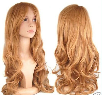 Blonde Hair Gorgeous Ladies Long Curly Fancy Dress Full Wig Wigs |