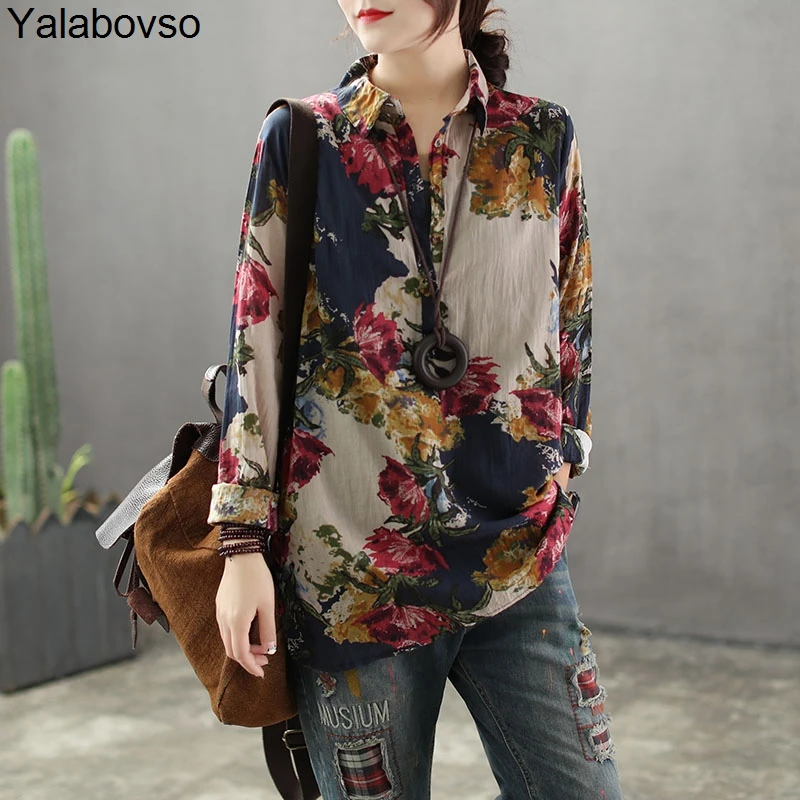 2019 Spring Cotton and Linen Long Sleeve Casual Shirt Flower printing Shirts Button patchwork Outerwear Free size Tees A0B-Z30
2019 Spring Cotton and Linen Long Sleeve Casual Shirt Flower printing Shirts Button patchwork Outerwear Free size Tees A0B-Z30