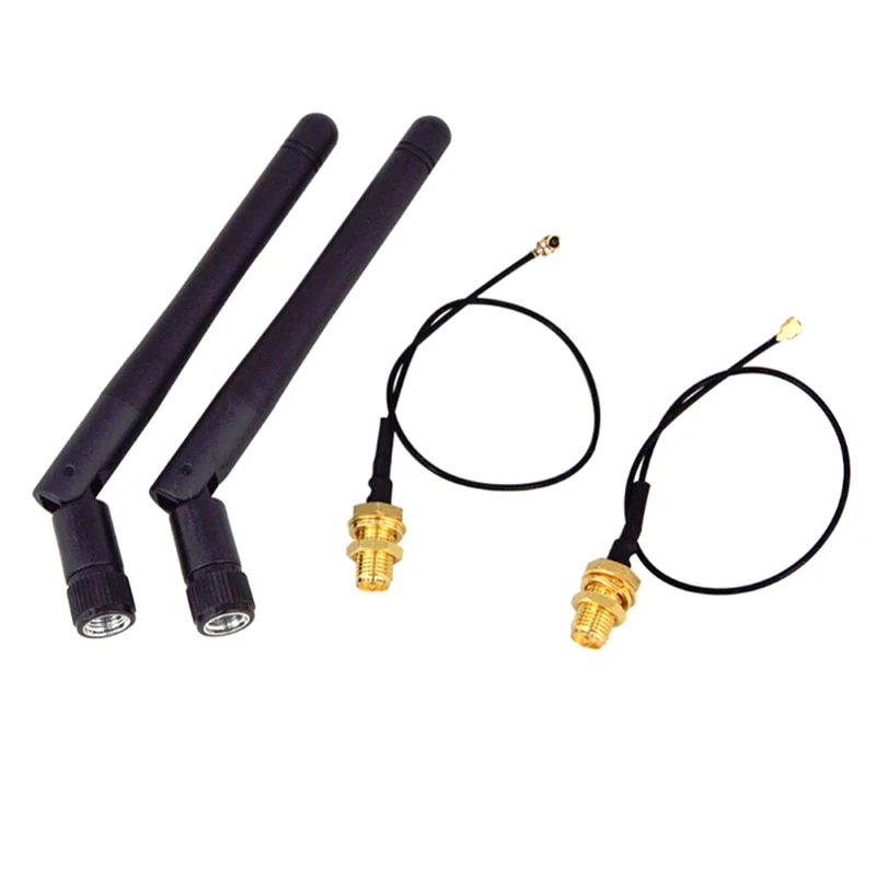 

4PCS/lot 2.4GHz 3dBi WiFi 2.4g Antenna Aerial RP-SMA Male wireless router+ 17cm PCI U.FL IPX to RP SMA Male Pigtail Cable