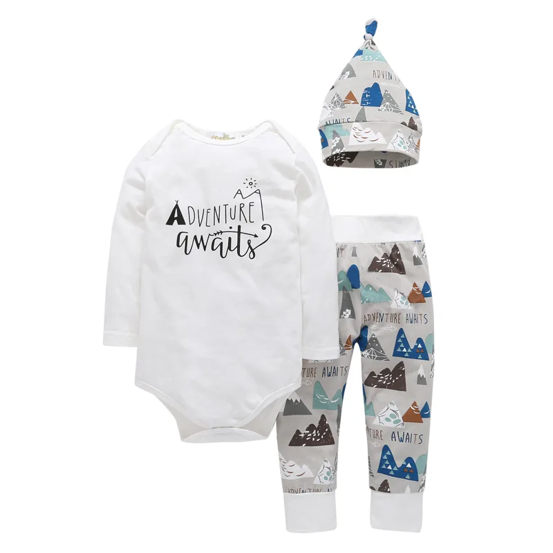 Newborn Baby Boys Girl Clothing Set 2019 Autumn Adventure awaits bodysuits+pants+Hat 3PCS Bebe kids Infant outfit clothing
Newborn Baby Boys Girl Clothing Set 2019 Autumn Adventure awaits bodysuits+pants+Hat 3PCS Bebe kids Infant outfit clothing
