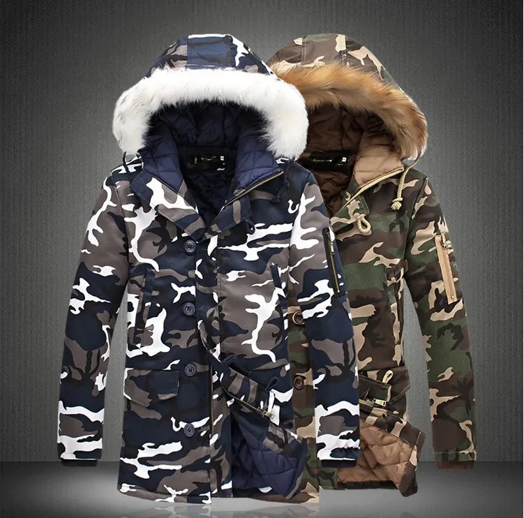 Men's coat with a thick coat of warm men's long hat camouflage padded coat and fattening cotton clothes.
Men's coat with a thick coat of warm men's long hat camouflage padded coat and fattening cotton clothes.