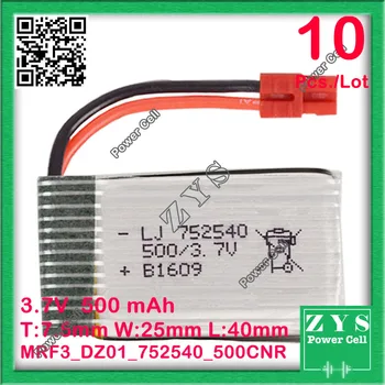 10 pcs./Lot Safety Packing, 2 pin 3.7V lithium Polymer battery 752540 500mah for UAV UAS Drone Zone mini drone fpv 7.5x25x40mm
10 pcs./Lot Safety Packing, 2 pin 3.7V lithium Polymer battery 752540 500mah for UAV UAS Drone Zone mini drone fpv 7.5x25x40mm