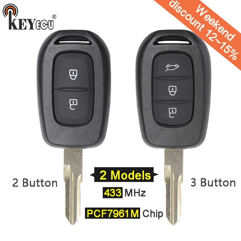 KEYECU 433MHz PCF7961M Chip 2/ 3 Button Replacement Remote Key Blank Fob for Renault Sandero Dacia Logan Lodgy Dokker Duster
KEYECU 433MHz PCF7961M Chip 2/ 3 Button Replacement Remote Key Blank Fob for Renault Sandero Dacia Logan Lodgy Dokker Duster