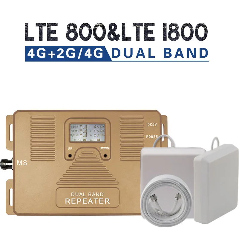 Smart 4G LTE 800 B20 LTE 1800 B3 Dual Band Cellular Signal Repeater 4G LTE Amplifier GSM 4G 800 1800 Moblie Booster Antenna Set
Smart 4G LTE 800 B20 LTE 1800 B3 Dual Band Cellular Signal Repeater 4G LTE Amplifier GSM 4G 800 1800 Moblie Booster Antenna Set