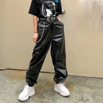 Casual Loose Leather Pants With Chain Women's Wide Leg Pants 2019 Autumn Zipper Streetwear Hip Hop Elastic Waist Trousers Female
Casual Loose Leather Pants With Chain Women's Wide Leg Pants 2019 Autumn Zipper Streetwear Hip Hop Elastic Waist Trousers Female