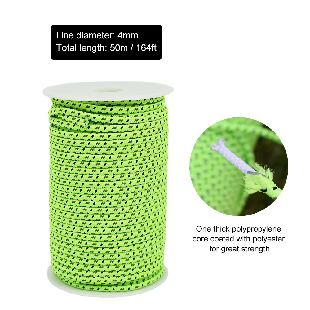 2.5/4MM Reflective Paracord Tent wind rope Outdoor Gear Lanyard 1 Inner Strand Parachute Core for Camping Tent Awning 50M
2.5/4MM Reflective Paracord Tent wind rope Outdoor Gear Lanyard 1 Inner Strand Parachute Core for Camping Tent Awning 50M