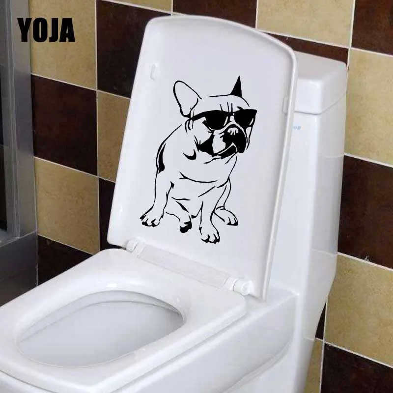 Фото YOJA 13X23.1CM French Bulldog Sunglasses Cute Dog Wall Sticker Toilet Decal Home Decor T5-1484 | Дом и сад