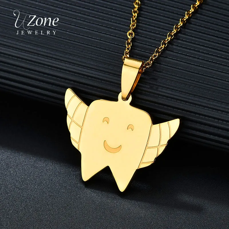 UZone Stainless steel Gold Color Wing Tooth Pendant Necklace For Kids Children Cute Cartoon Metal Necklace Birthday Gift
UZone Stainless steel Gold Color Wing Tooth Pendant Necklace For Kids Children Cute Cartoon Metal Necklace Birthday Gift