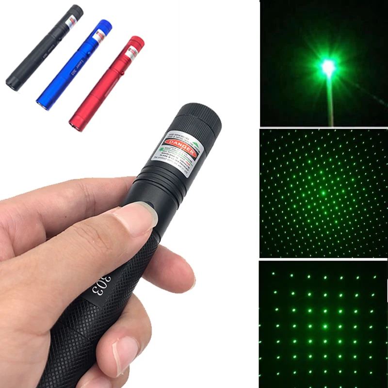 Фото Военная 532nm 5mw 303 зеленая лазерная ручка verde лазер указка сжигание Presenter