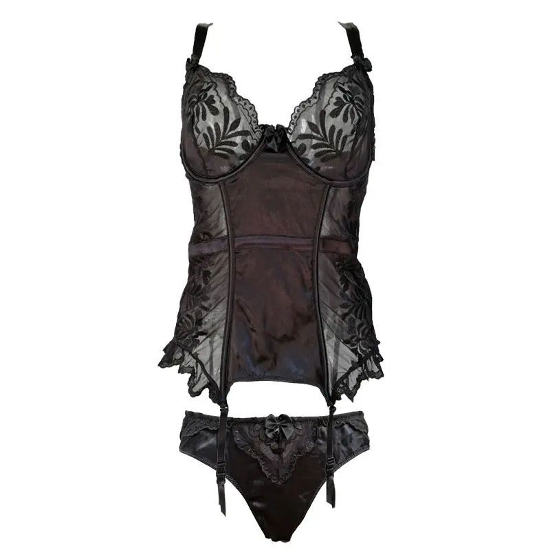 Black Lace Gauze Bowknot Women Bondage Bustier for Female Corset with belts Removable Strap Metal clips Underwear Lingerie SH004
Black Lace Gauze Bowknot Women Bondage Bustier for Female Corset with belts Removable Strap Metal clips Underwear Lingerie SH004