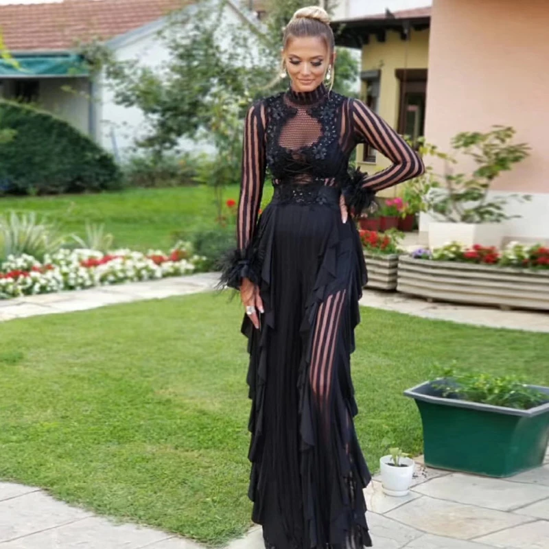 Elegant Black Maxi Celebrity Evening Party Dress High Quality Long Sleeve O Neck Summer See Through Black Sexy Dress Wholesale
Elegant Black Maxi Celebrity Evening Party Dress High Quality Long Sleeve O Neck Summer See Through Black Sexy Dress Wholesale