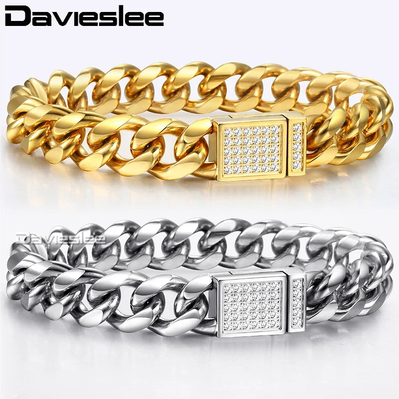 Davieslee Curb Cuban Link Bracelets For Men Boy Silver Gold Tone 316L Stainless Steel CZ Magnetic Clasp Bracelet 12mm HBM119
Davieslee Curb Cuban Link Bracelets For Men Boy Silver Gold Tone 316L Stainless Steel CZ Magnetic Clasp Bracelet 12mm HBM119