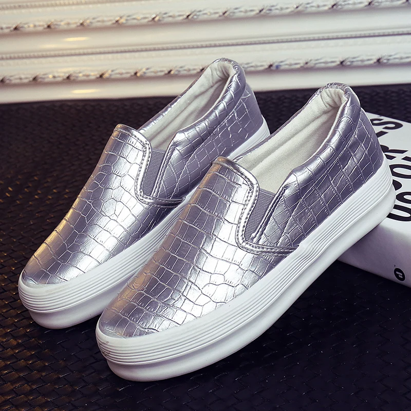 Platform Shoes Woman Silver Glitter Creepers Slip On Casual Rubber Spring Women Flats Shoes Size 35-40 XWD6829
Platform Shoes Woman Silver Glitter Creepers Slip On Casual Rubber Spring Women Flats Shoes Size 35-40 XWD6829