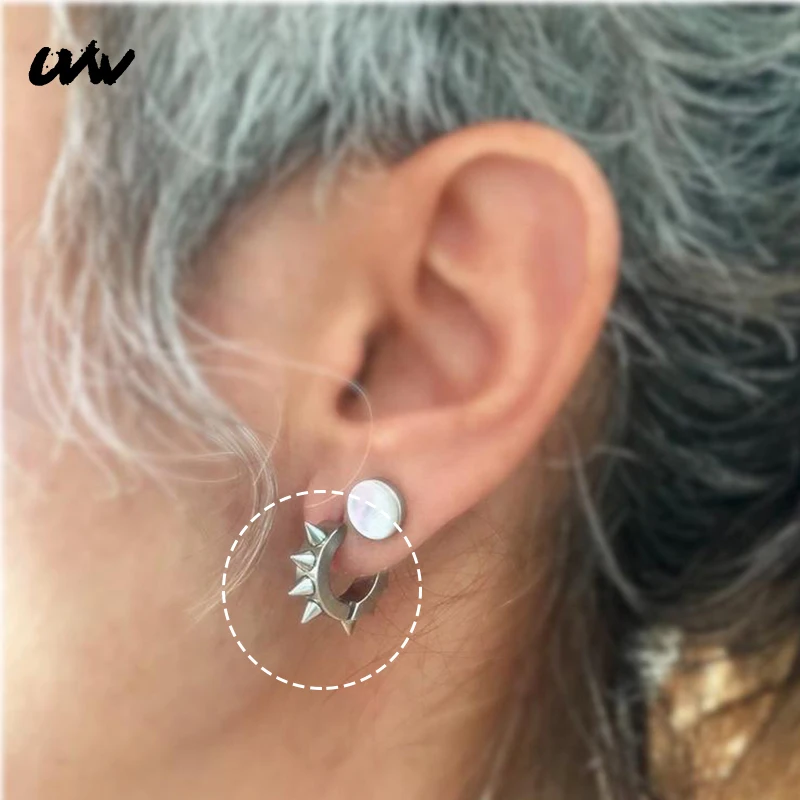 UVW123 2pc 4*9mm Fashion Surgical Steel Spike Hoop Piercing Earrings Non-Piercing Ear Clip Pendientes Fake Earrings Brincos
UVW123 2pc 4*9mm Fashion Surgical Steel Spike Hoop Piercing Earrings Non-Piercing Ear Clip Pendientes Fake Earrings Brincos